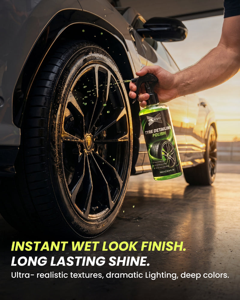 Best Tyre Polish for Cars in India – KLYRO Tyre Detailing Polish for Wet Look Shine