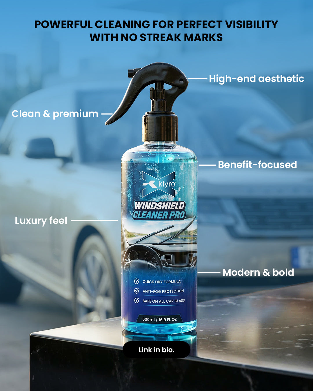 Best Windshield Cleaner Spray in India – KLYRO Windshield Cleaner Pro for Crystal Clear Visibility