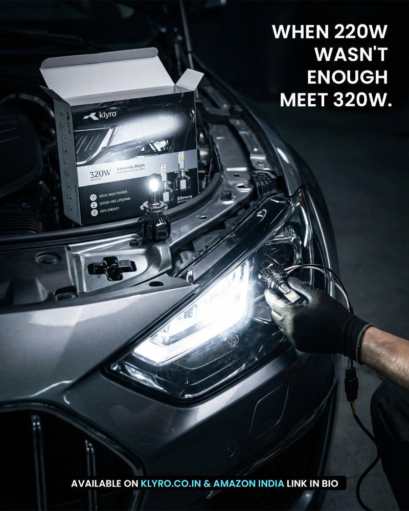 Best 320W LED Headlight Bulb for Cars in India – KLYRO 320W Extreme Bright LED