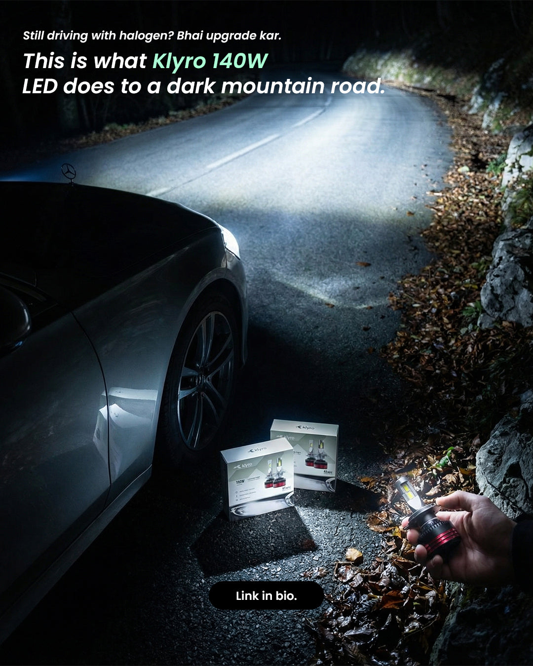 Best 140W LED Headlight Bulb for Cars in India – KLYRO 140W 14000 Lumens LED