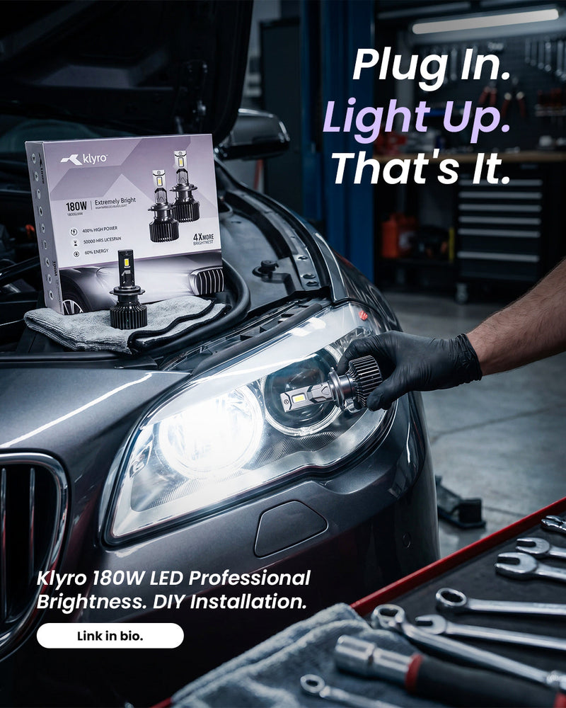 Best 180W LED Headlight Bulb for Cars in India – KLYRO 180W LED Headlight