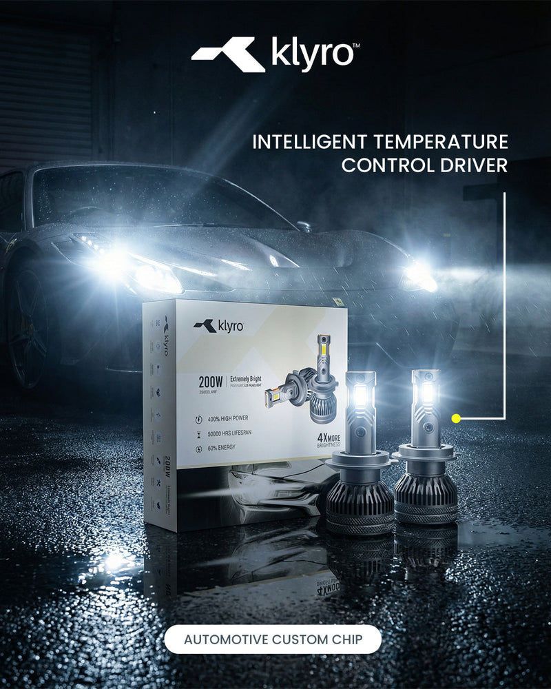 Best 200W LED Headlight Bulb for Cars in India – KLYRO 200W Extremely Bright LED Headlight