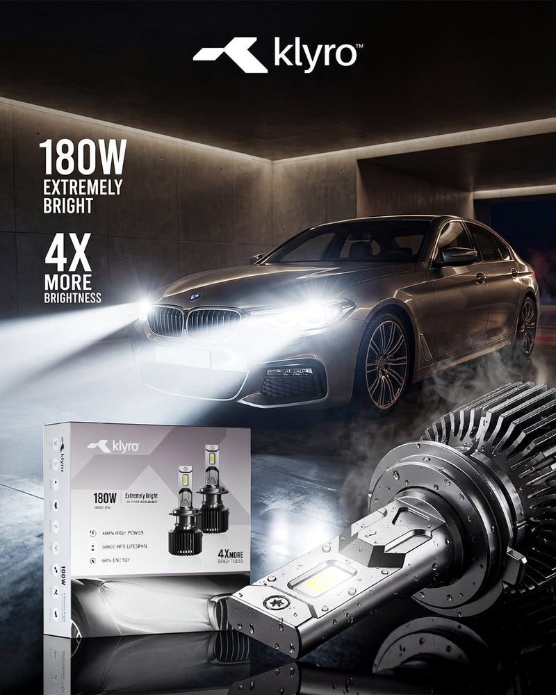 Best 180W LED Headlight Bulb for Cars in India – KLYRO 180W Extremely Bright LED