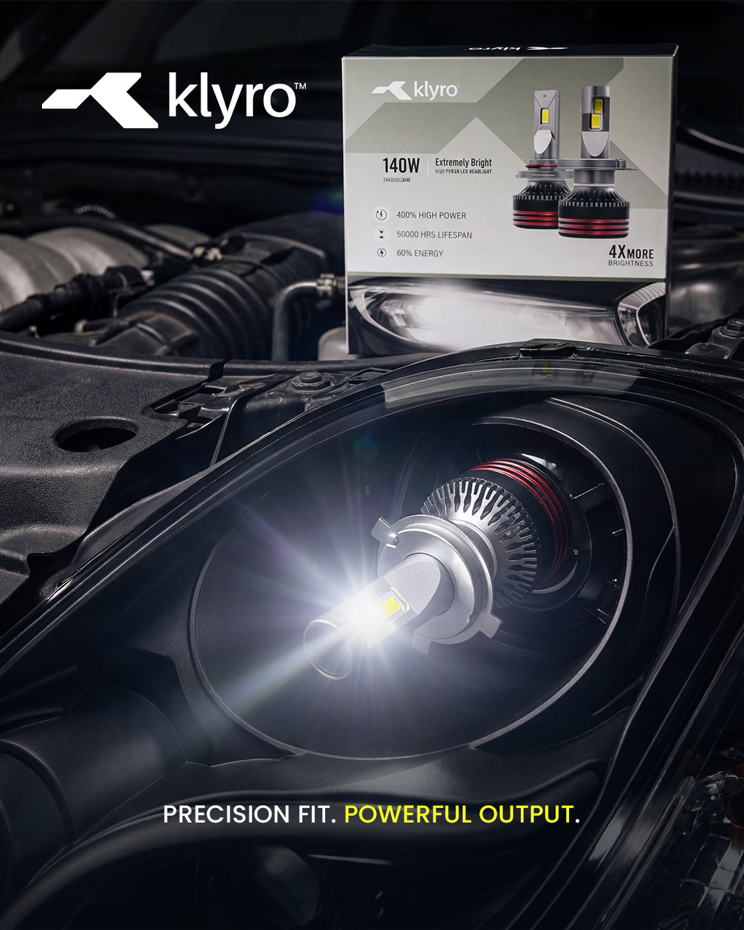 Best 140W LED Headlight Bulb for Cars in India – KLYRO 140W Extremely Bright LED
