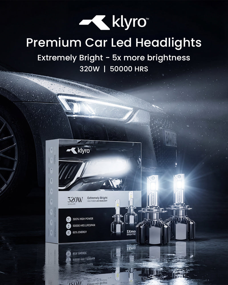 Best Premium 320W Car LED Headlights in India – KLYRO Extremely Bright LED Upgrade