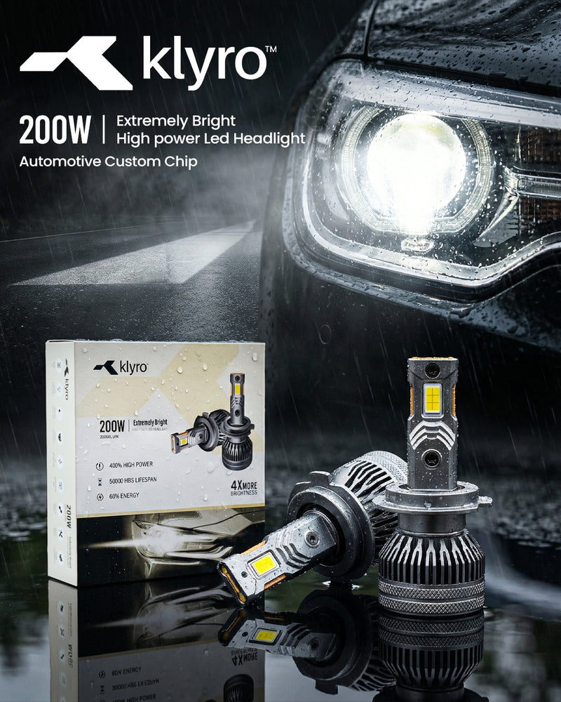 Best 200W LED Headlight Bulb for Cars in India – KLYRO Extremely Bright Automotive LED