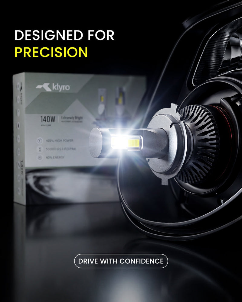 Best 140W LED Headlight Bulb for Cars in India – KLYRO Precision Fit LED Headlight