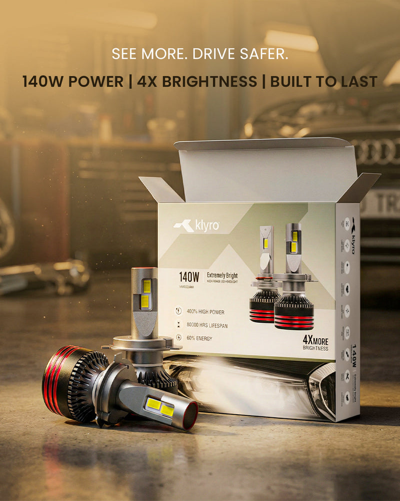 Best 140W LED Headlight Bulb for Cars in India – KLYRO 140W Extremely Bright LED Headlight