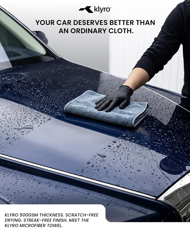 Best 500 GSM Microfiber Car Towel in India – KLYRO Scratch-Free Car Drying Cloth