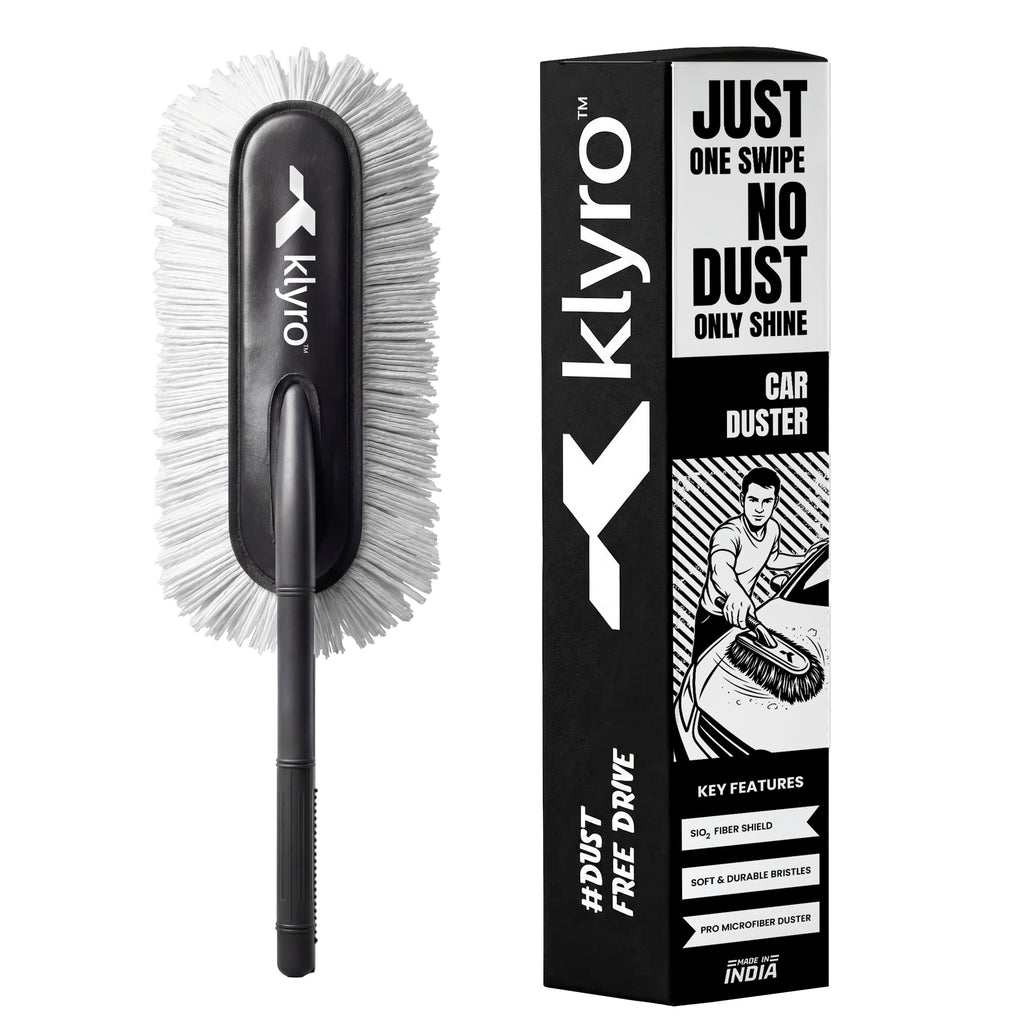 Klyro Microfiber Car Duster – Wax Coated Dust Cleaner with Long Handle