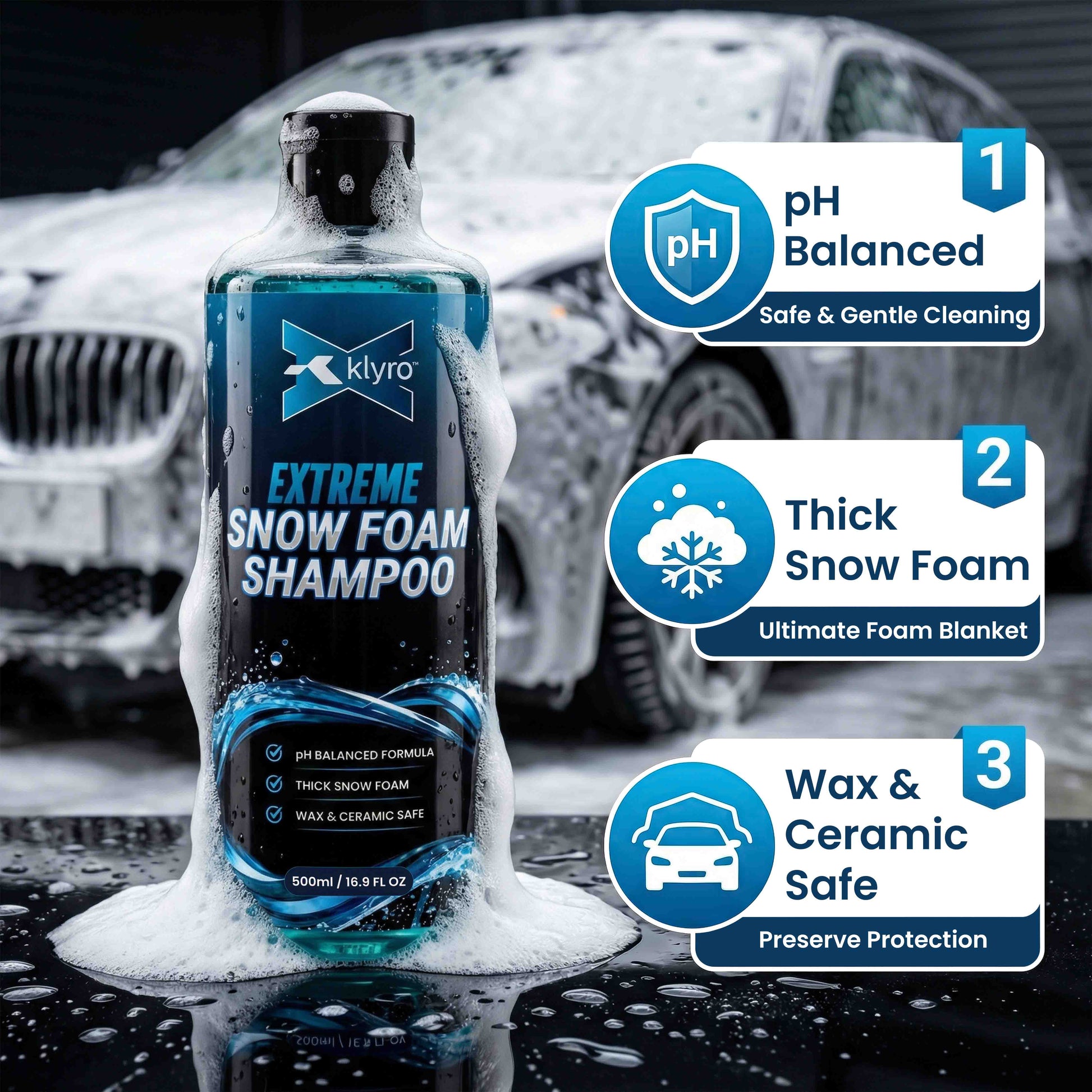 KLYRO Snow Foam Shampoo | Thick Foam Car Wash, pH Balanced