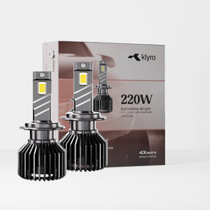 Klyro 220W Car LED Headlight Bulbs 22000LM 6000K Cool White | CSP 4575 Chip | IP68 | Dual Copper Cooling | 9V–32V | Pack of 2