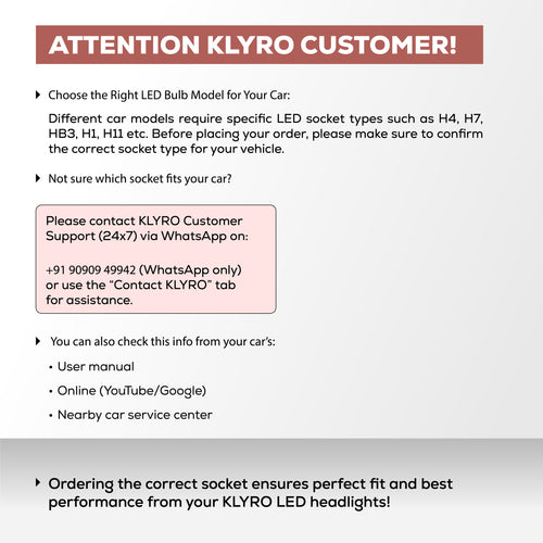 Klyro 220W Car LED Headlight Bulbs 22000LM 6000K Cool White | CSP 4575 Chip | IP68 | Dual Copper Cooling | 9V–32V | Pack of 2