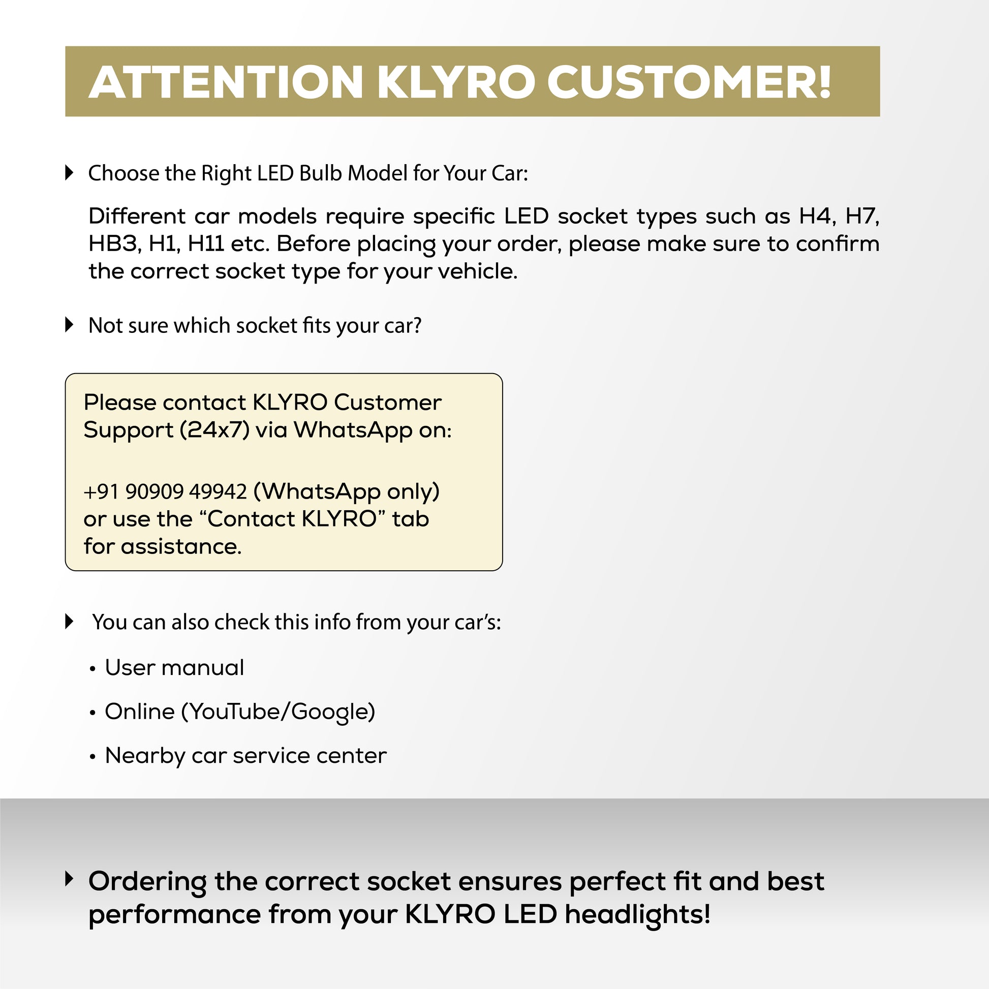 Klyro 200W Car LED Headlight Bulbs 20000LM 4300K Warm White | 3570 CSP Chip | IP68 | Dual Copper Cooling | 9V–32V | Pack of 2