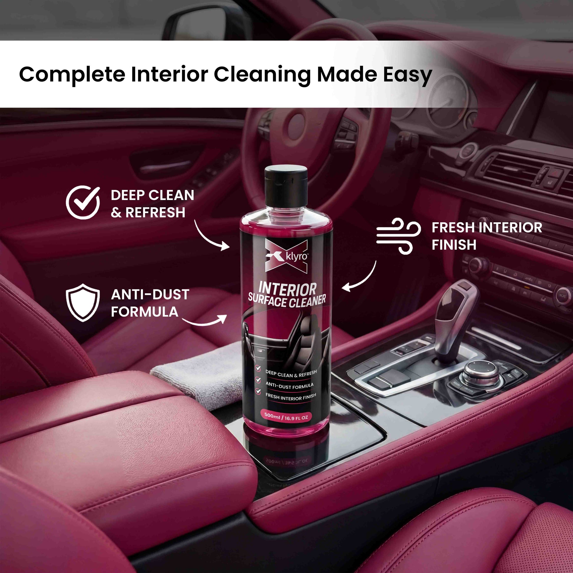 KLYRO Interior Cleaner | Multi Surface Car Cleaner for Seats & Panels