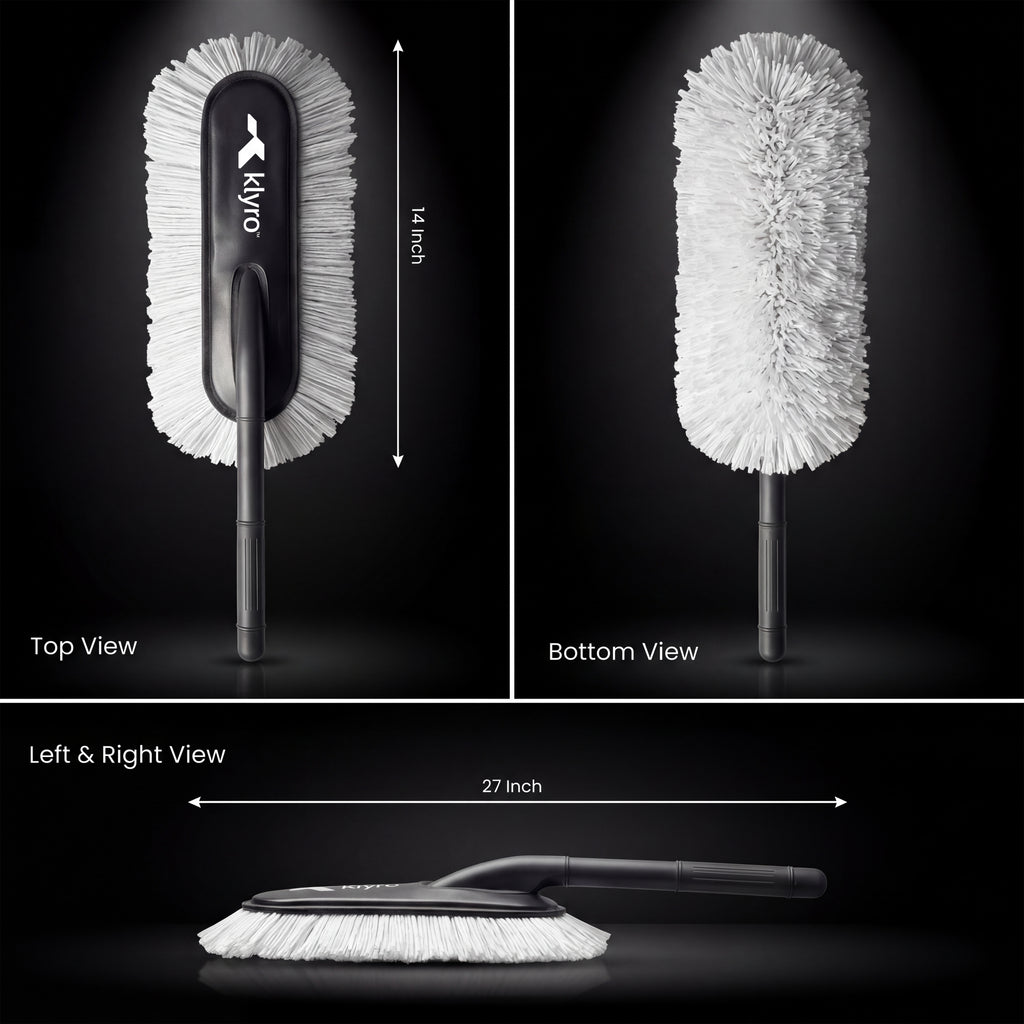 Klyro Microfiber Car Duster – Wax Coated Dust Cleaner with Long Handle