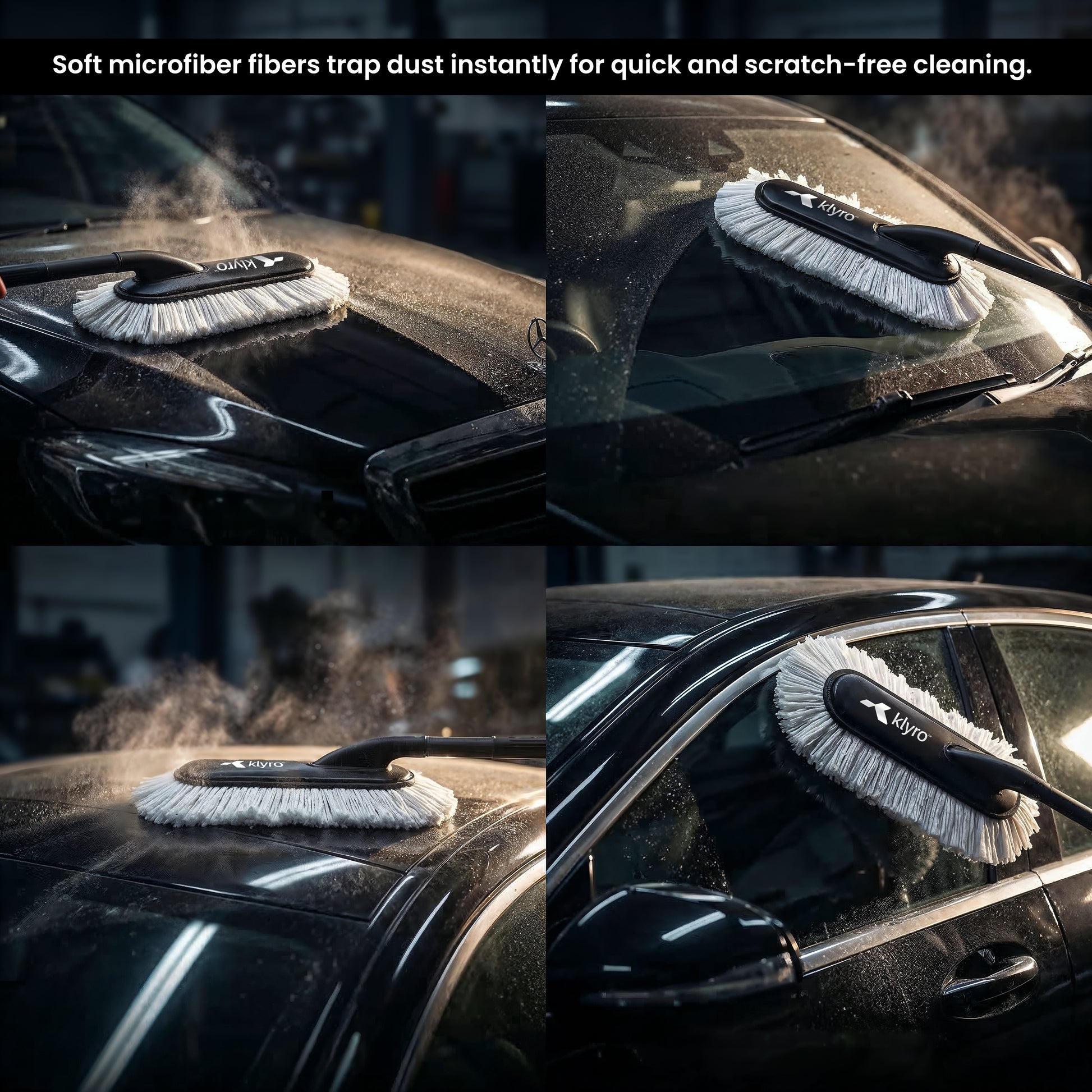 Klyro Microfiber Car Duster – Wax Coated Dust Cleaner with Long Handle