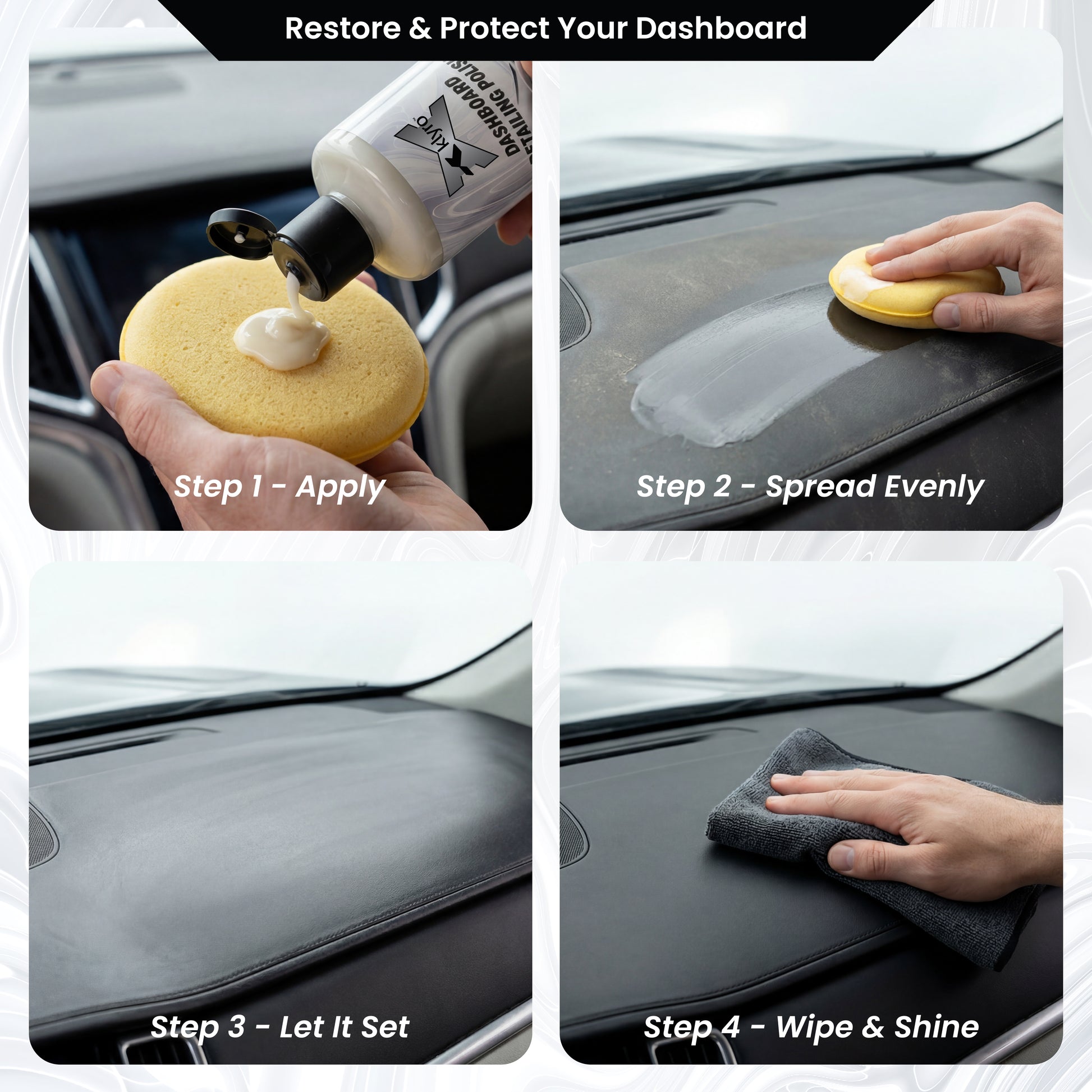Dashboard Detailing Polish – Interior Dashboard Cleaner & Restorer with UV Protection, Long Lasting Shine for Car Interior Plastic & Vinyl
