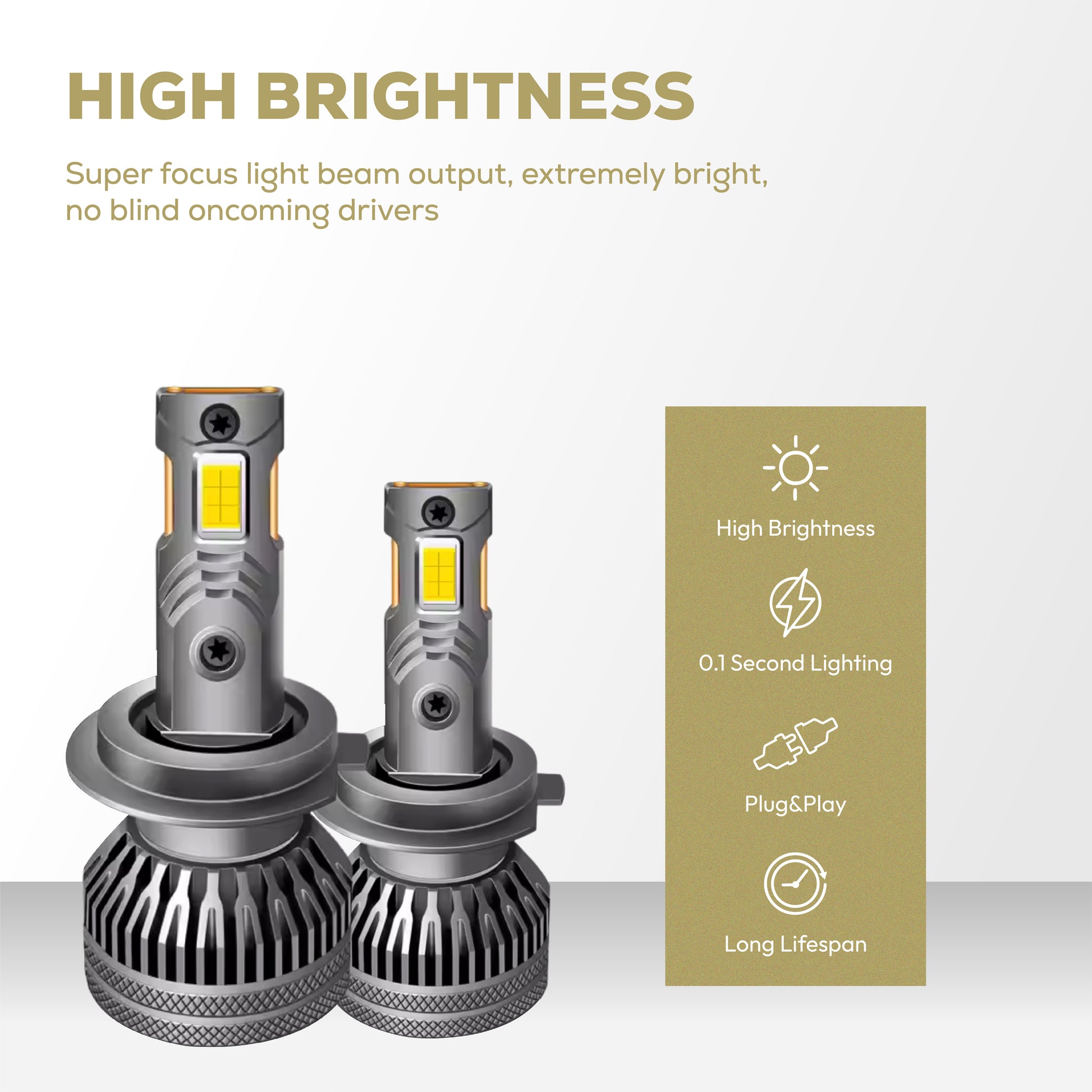 Klyro 200W Car LED Headlight Bulbs 20000LM 4300K Warm White | 3570 CSP Chip | IP68 | Dual Copper Cooling | 9V–32V | Pack of 2