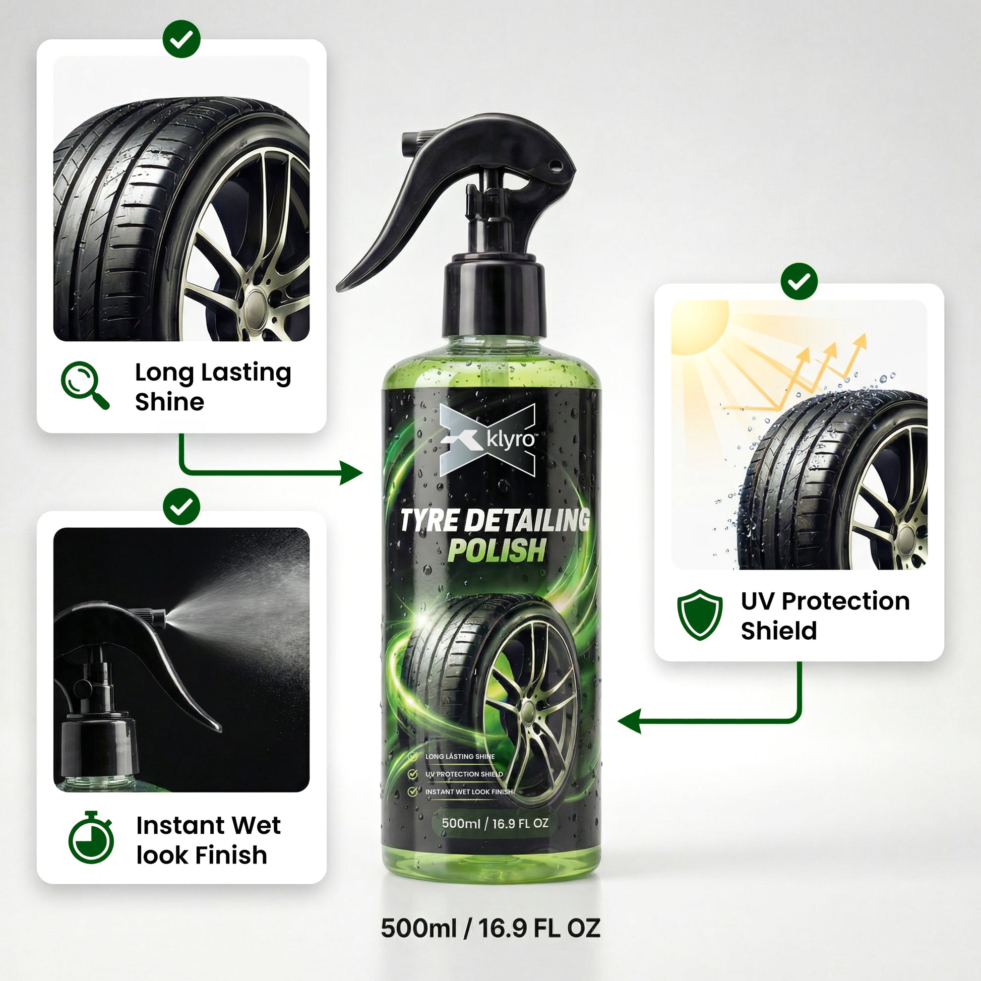 Klyrox Tyre Shine Detailing Polish – High Gloss Tyre Protection Formula