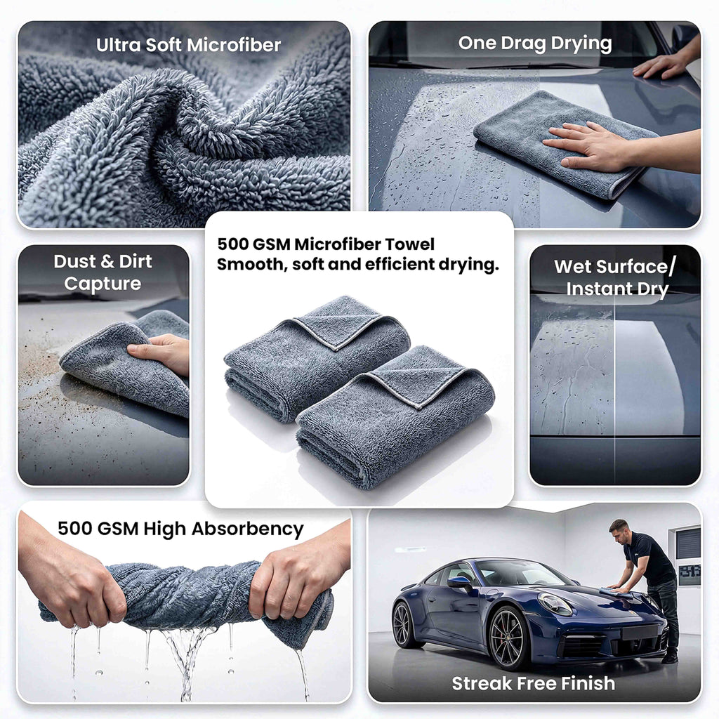Klyro Ultimate Car Cleaning Kit – Microfiber, Duster, Tyre Polish & Glass Cleaner