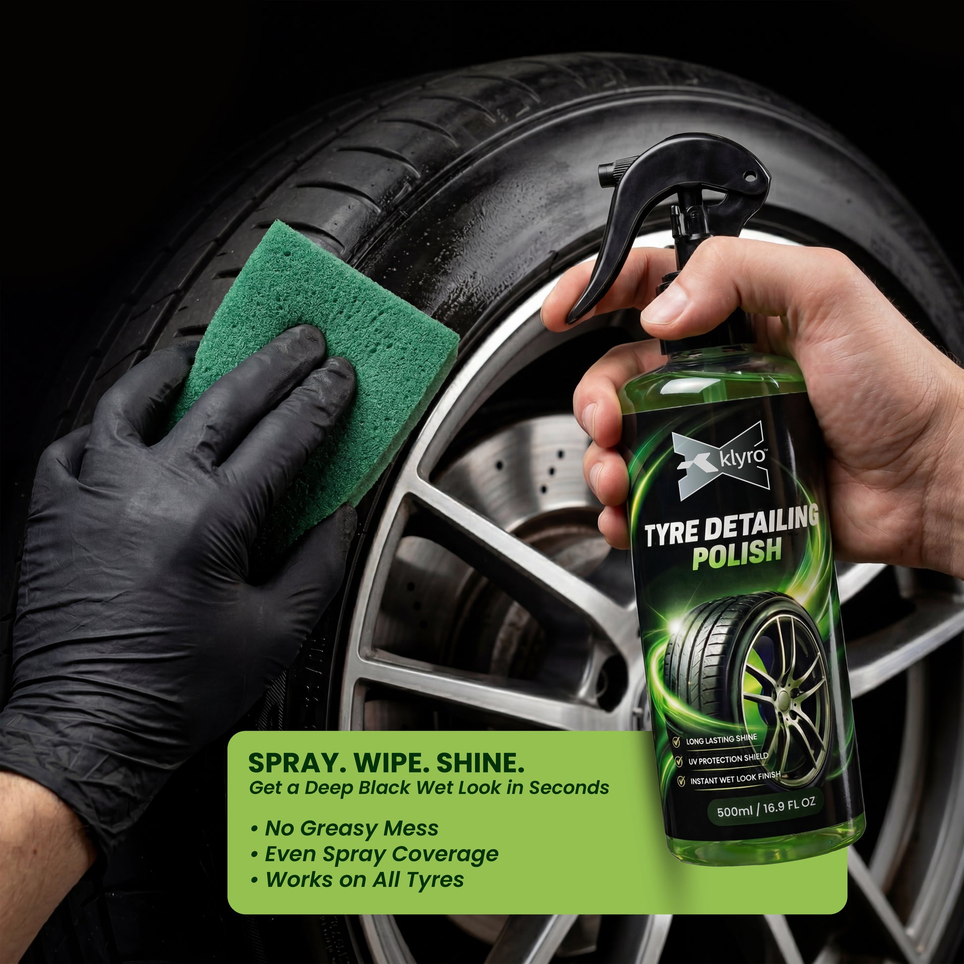 Klyrox Tyre Shine Detailing Polish – High Gloss Tyre Protection Formula
