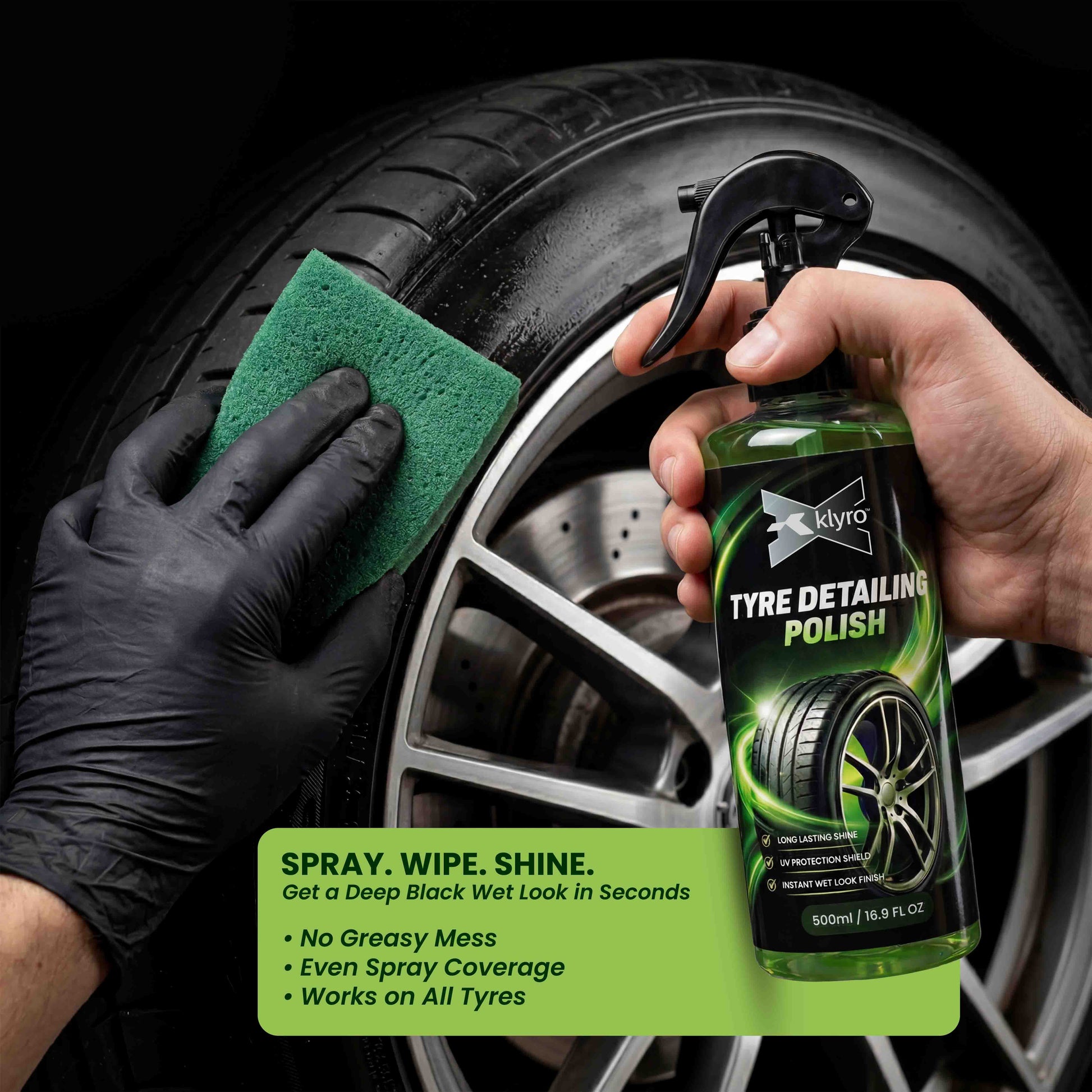 KLYRO Tyre Shine | High Gloss Tyre Polish & Protection