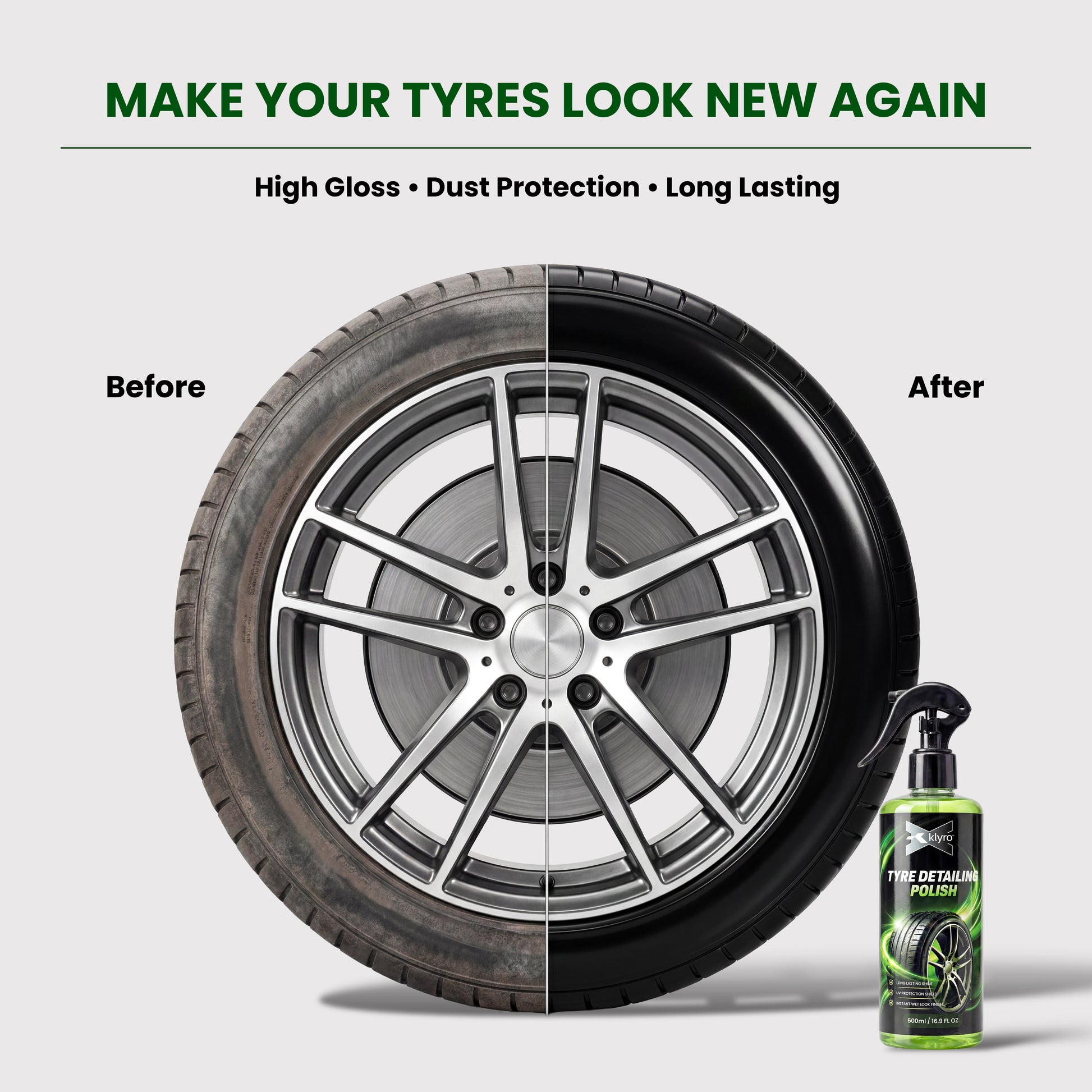 Klyrox Tyre Shine Detailing Polish – High Gloss Tyre Protection Formula