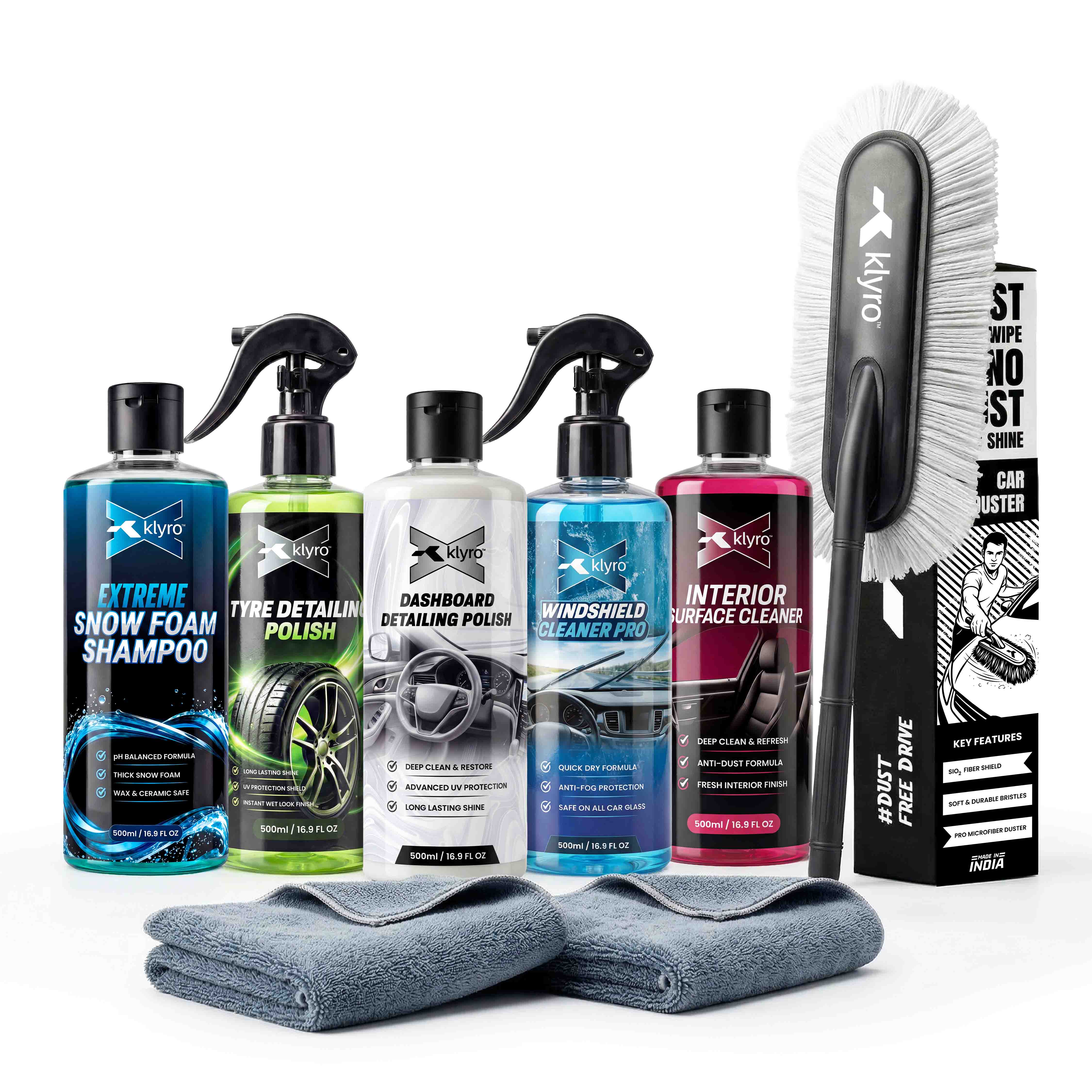 Klyro Ultimate 7-in-1 Car Cleaning Kit – Interior & Exterior Shine