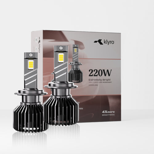 Klyro 220W Car LED Headlight Bulbs 22000LM 6000K Cool White | CSP 4575 Chip | IP68 | Dual Copper Cooling | 9V–32V | Pack of 2