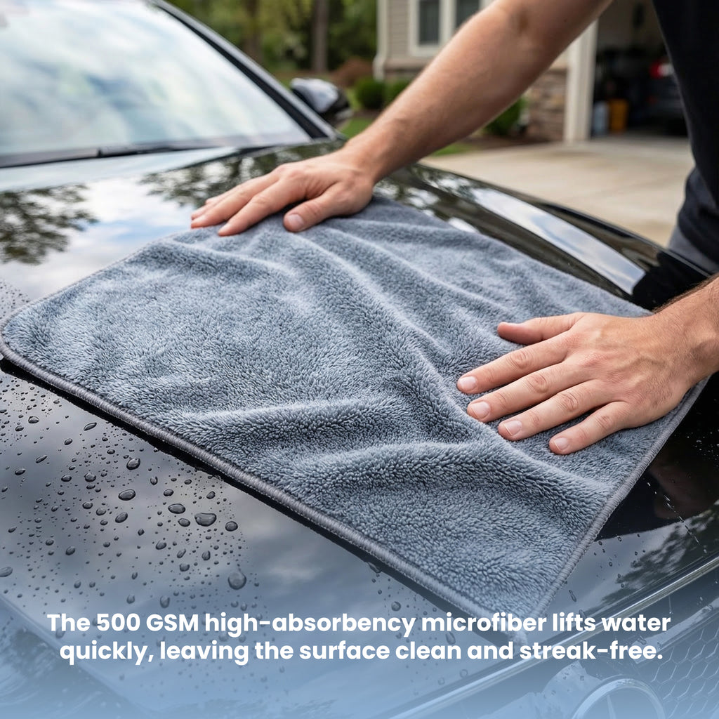 Klyro 500 GSM Microfiber Car Drying Towel – Ultra Absorbent 40×60 cm