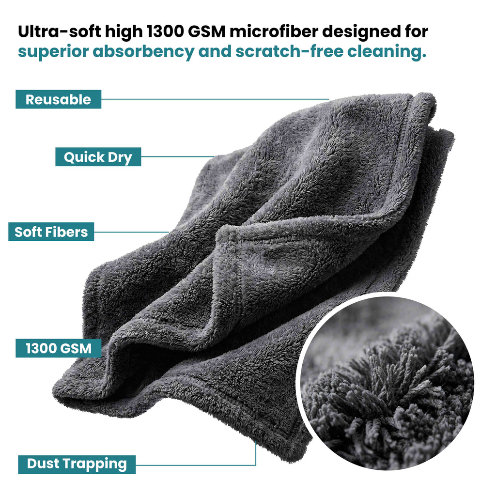 KLYRO 1300 GSM Car Drying Towel 40x60 cm | Ultra Absorbent Microfiber