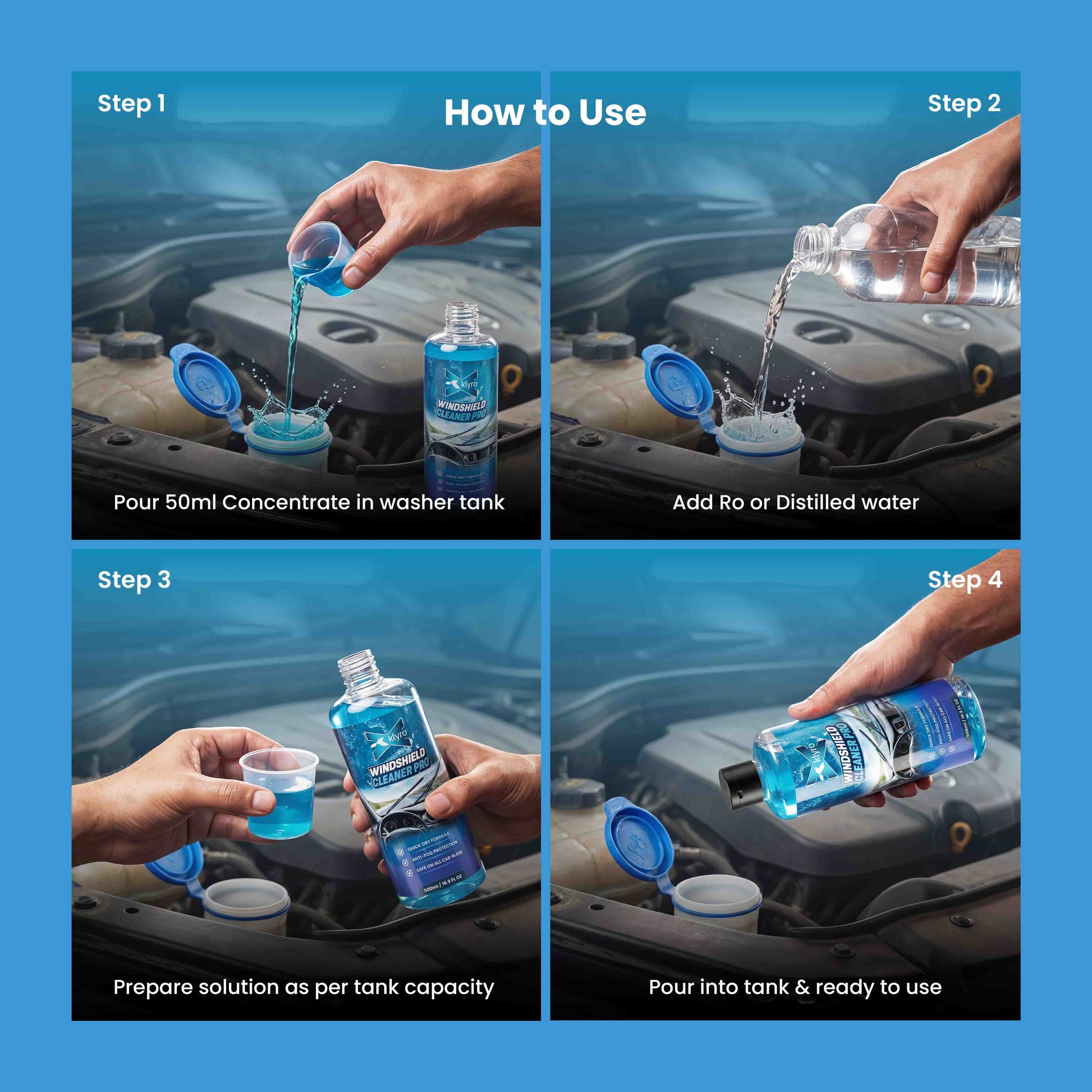 KLYRO Windshield Cleaner | Streak Free Glass Cleaner for Cars