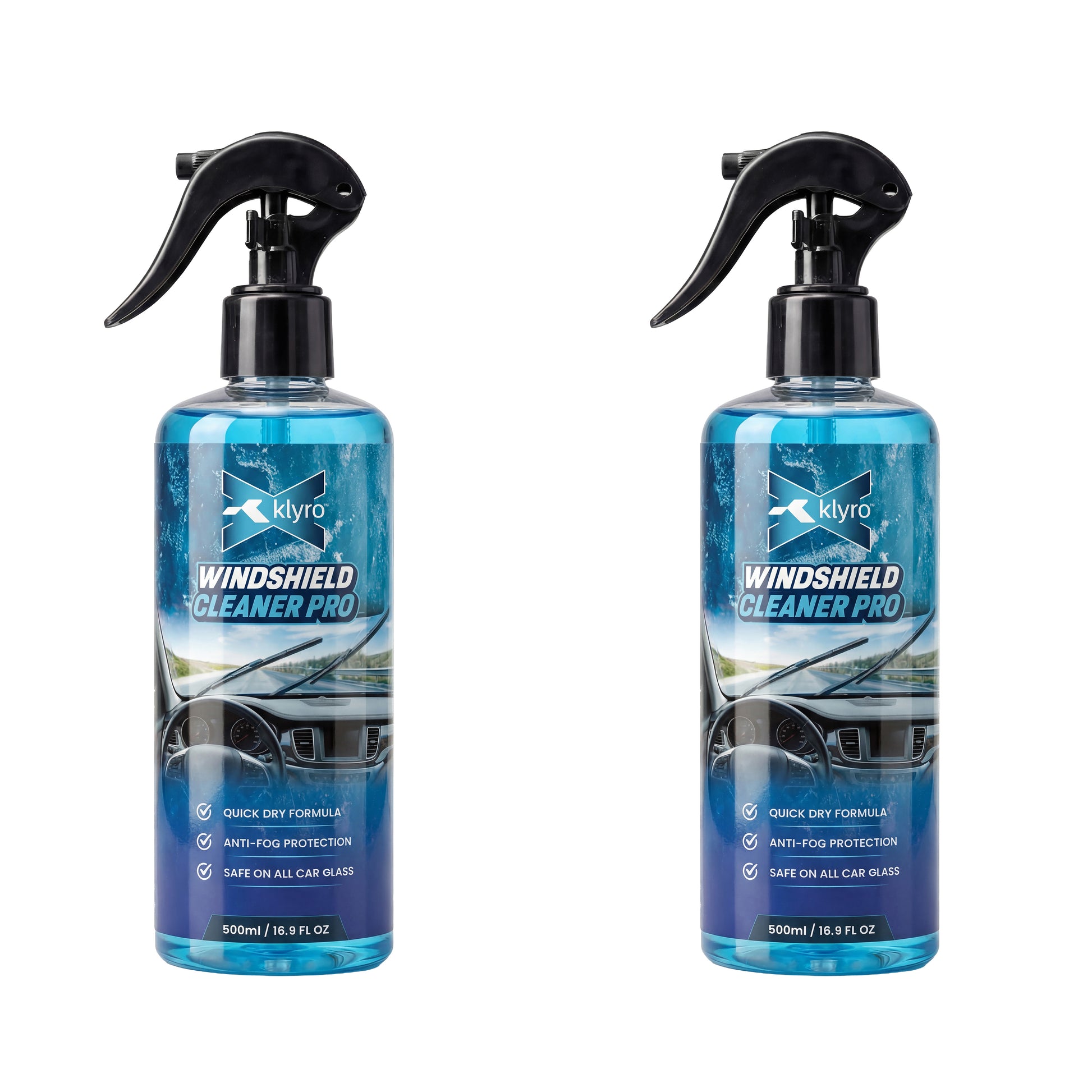 Klyrox Car Windshield Glass Cleaner - Streak Free Quick Dry Formula